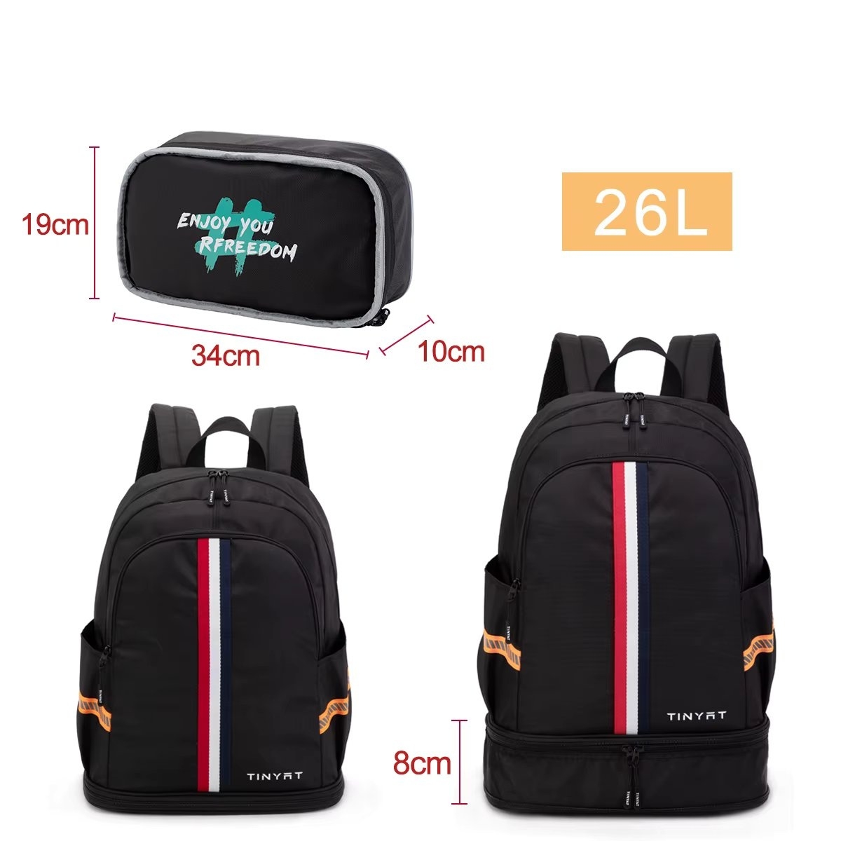 Rucsac Pliabil Picadili cu Port USB, Negru - imagine 3