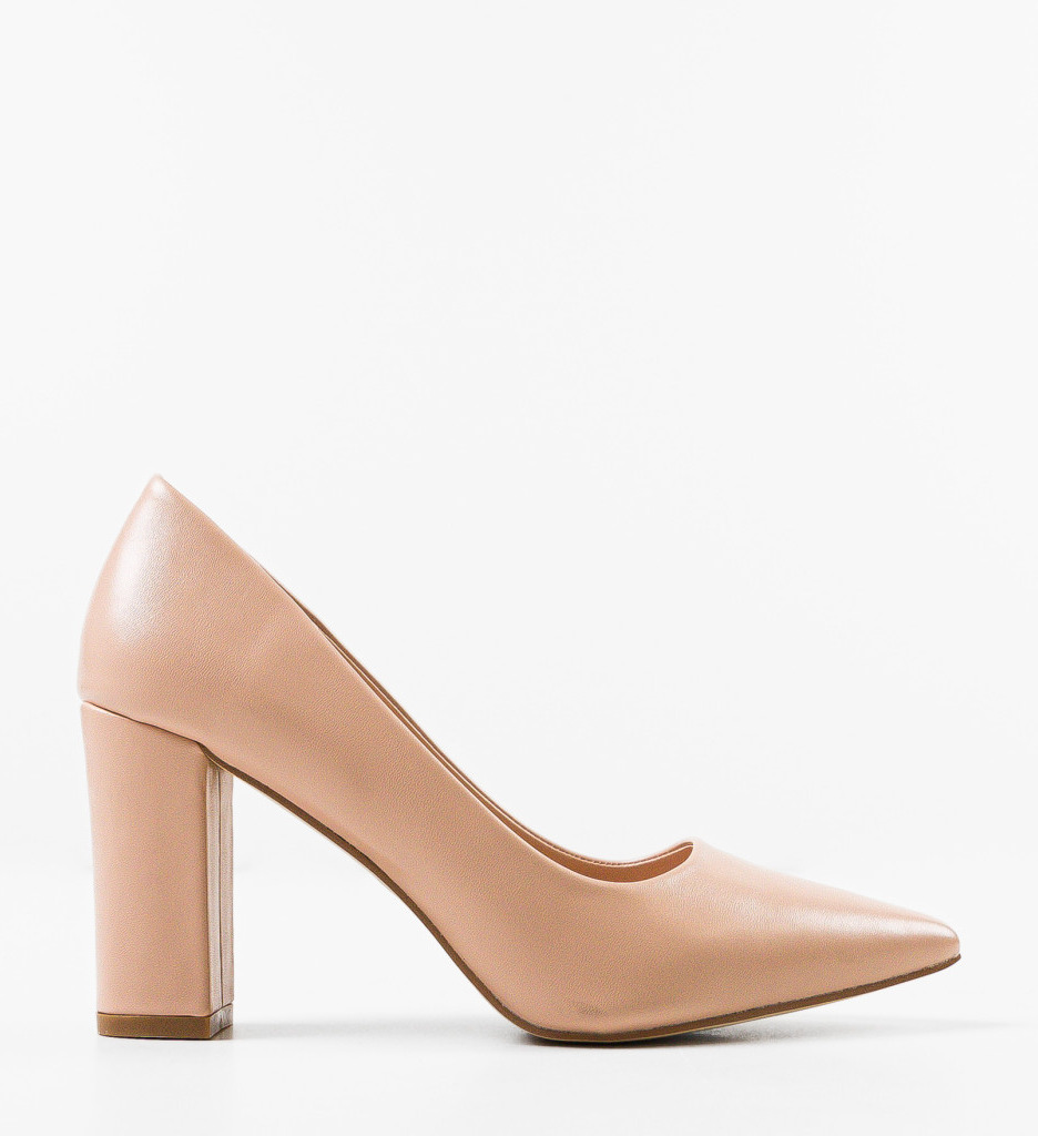 Pantofi Haney Bej cu Toc Eleganți - imagine 4