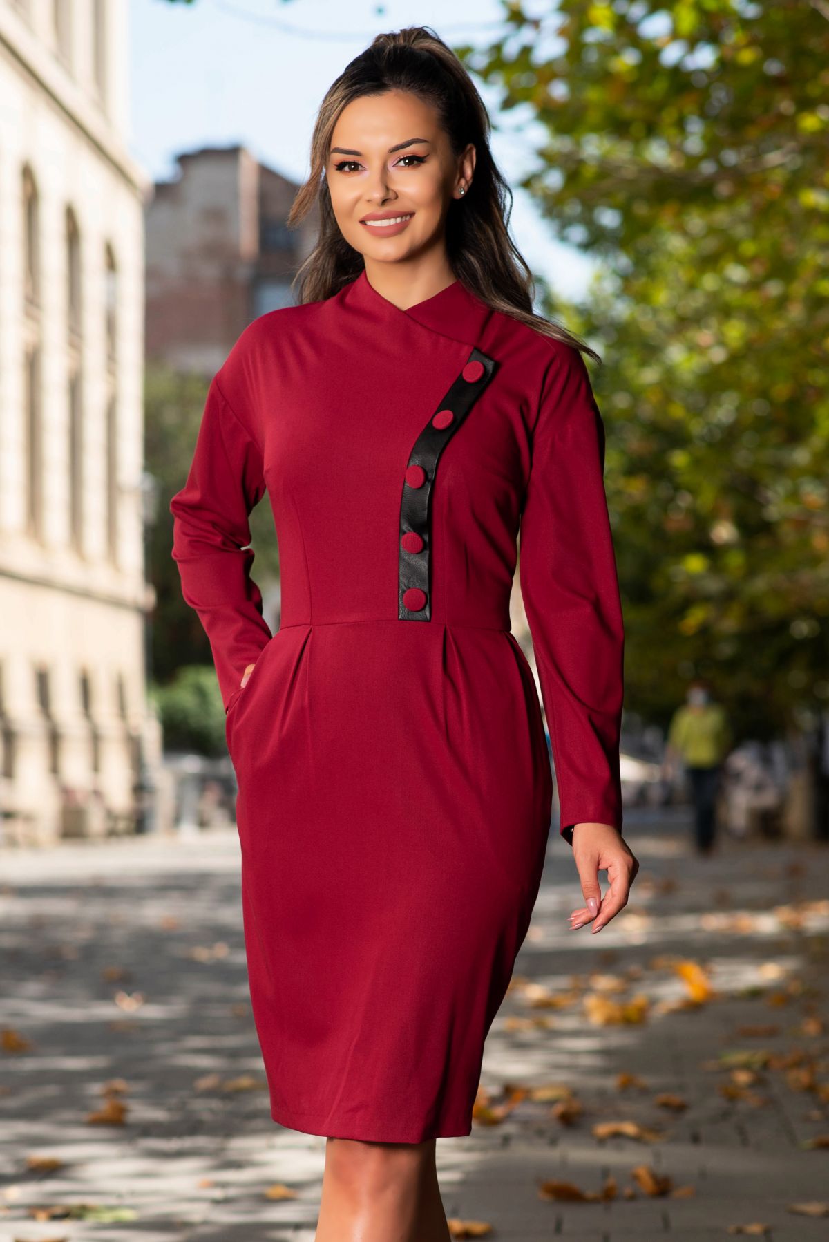 Rochie MBG Collection Eleganta Midi Grena