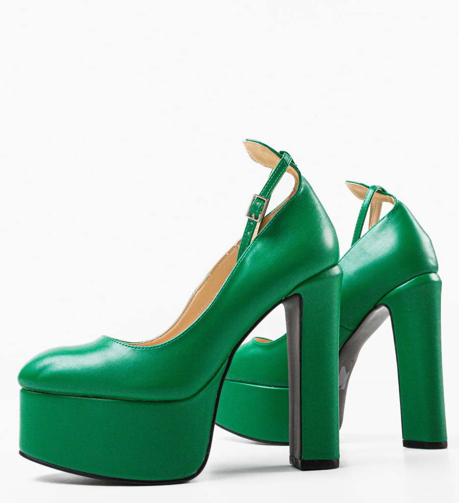 Pantofi Dama Thornton Verzi cu Toc Eleganți - imagine 7