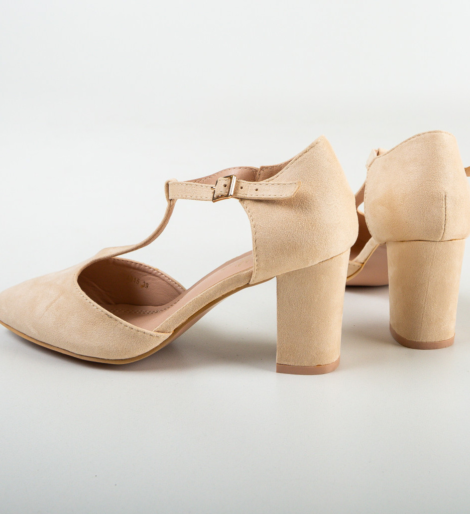 Pantofi Serio Bej cu Toc Elegant - imagine 6