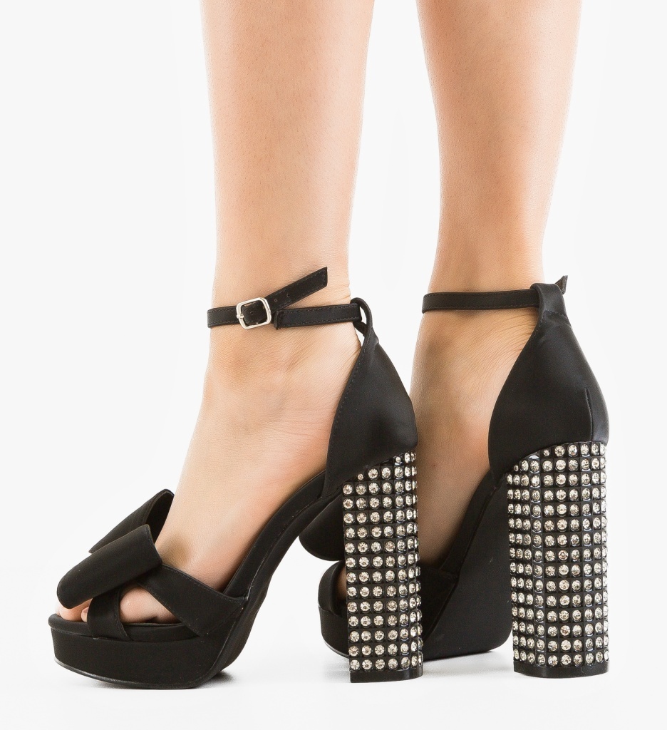 Sandale cu toc Lenna Negre - Eleganță și Stil - imagine 4