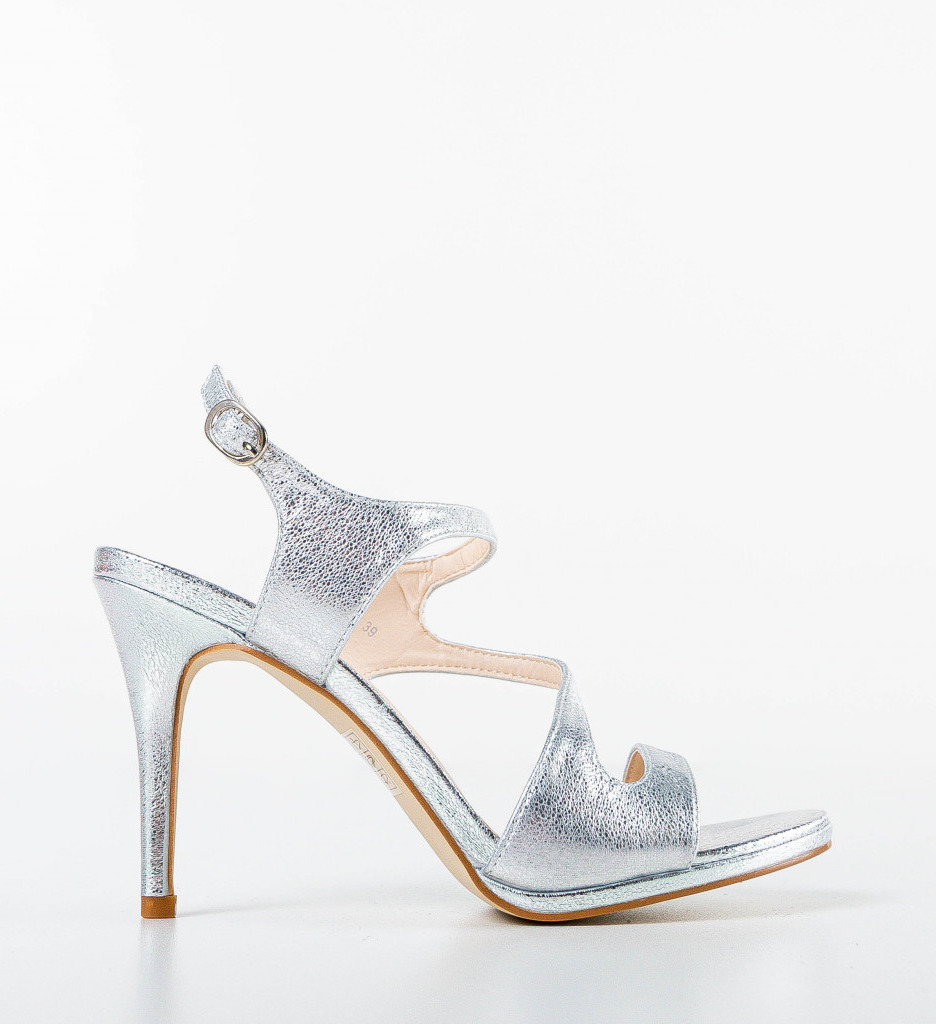 Sandale Dules Argintii cu Toc Elegante - imagine 4