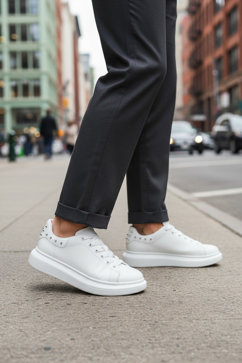 Adidași Casual Bărbați Albi, Confort Superior - imagine 3