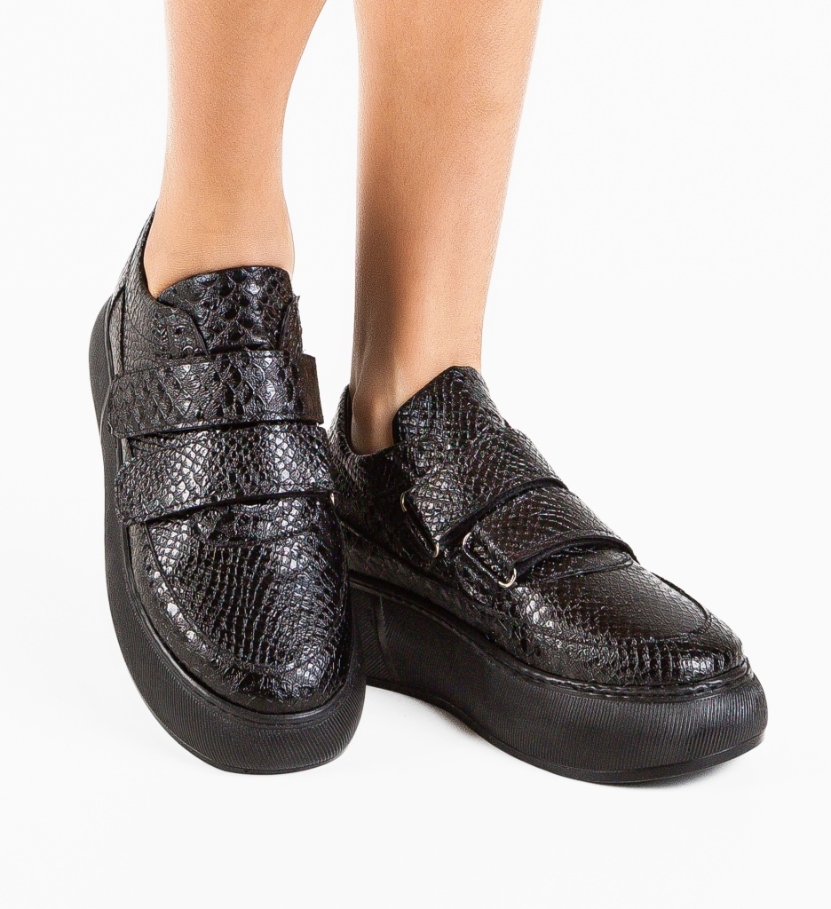 Pantofi Casual Mernera Negri - Confort Maxim - imagine 3