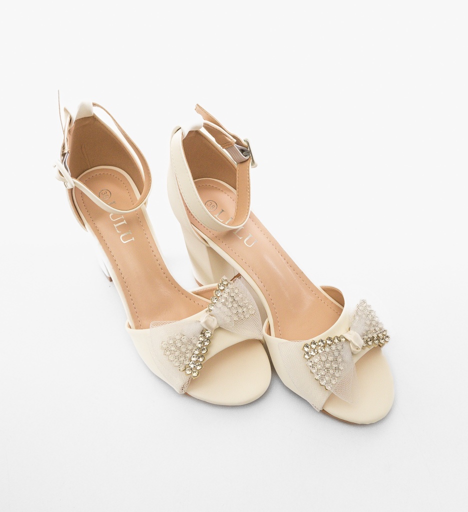 Sandale Jagra Albe cu Toc Elegant - imagine 3