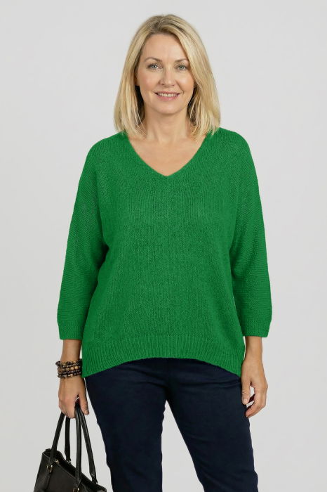 Pulover Pufos Verde Shopika | Mânecă Fluture