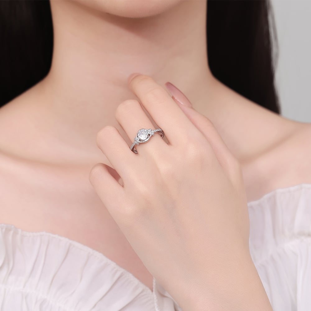 Inel Argint Delis JW1331 Elegant cu Pietre Albe - imagine 2