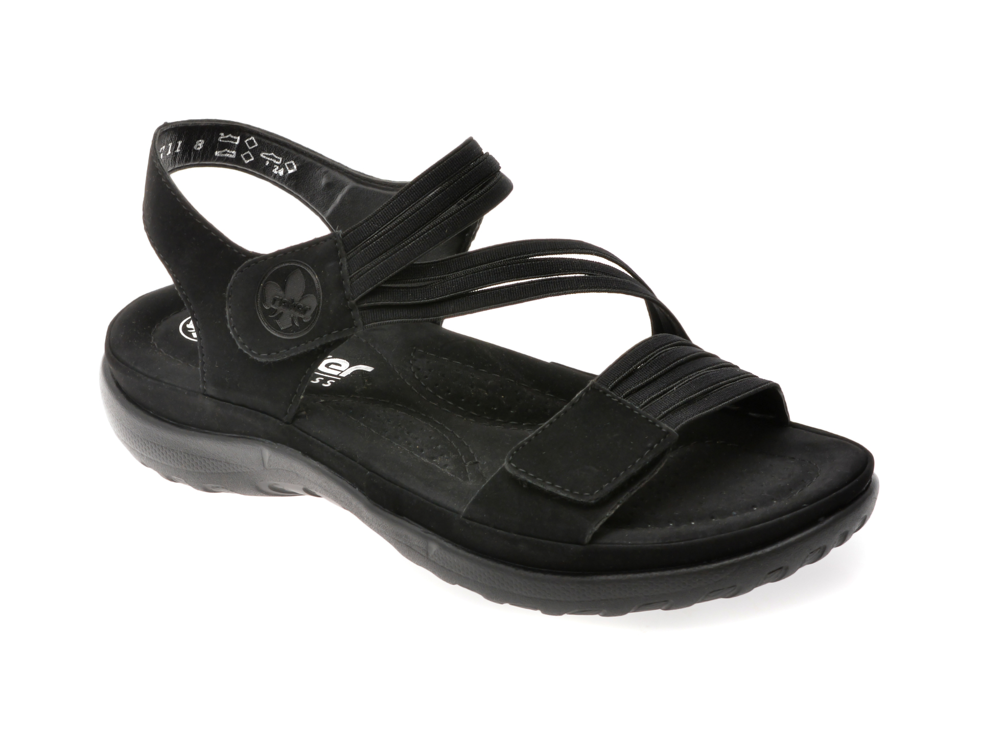 Sandale RIEKER negre din piele ecologică
