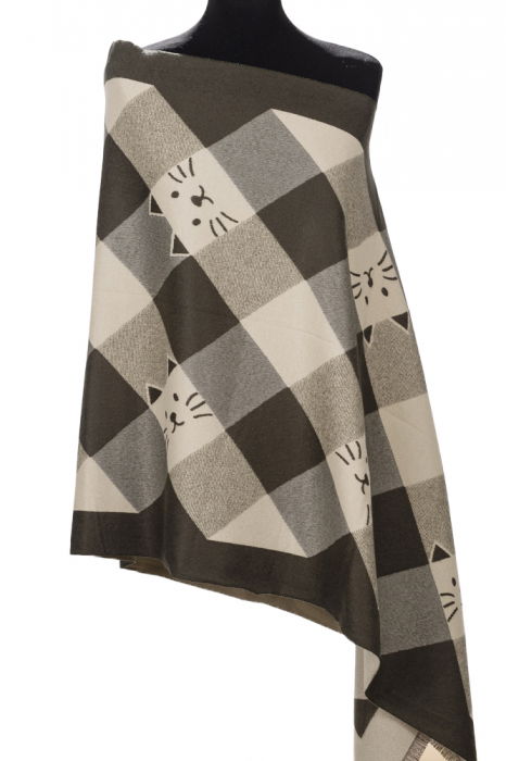Esarfă Casmir Pisici Shopika | Design Dublă Față
