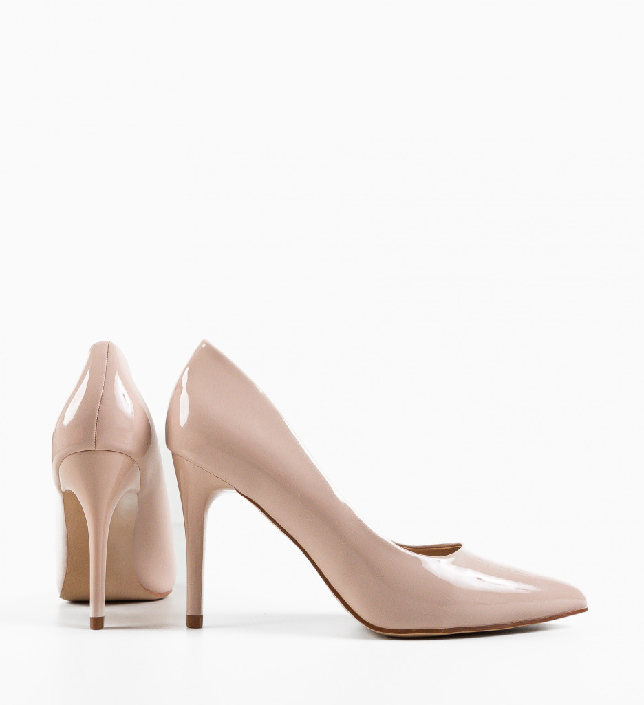 Pantofi Kezia Bej Eleganți cu Toc - imagine 5