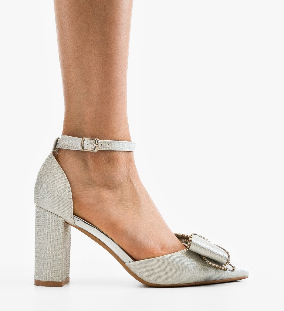 Pantofi cu toc Undya Argintii - Eleganță și Stil - imagine 6