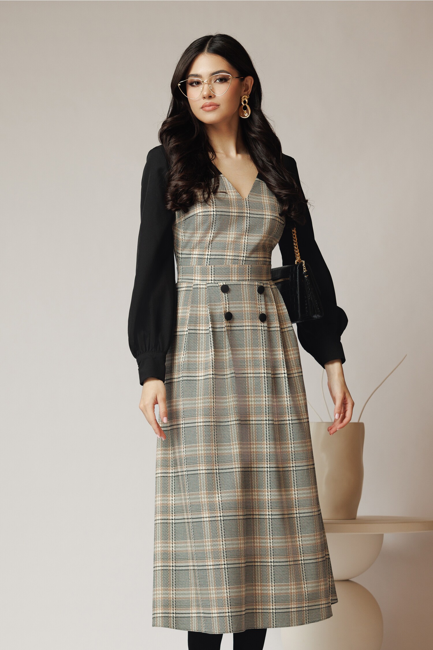 Rochie Office DY Fashion Bej Carouri Eleganta