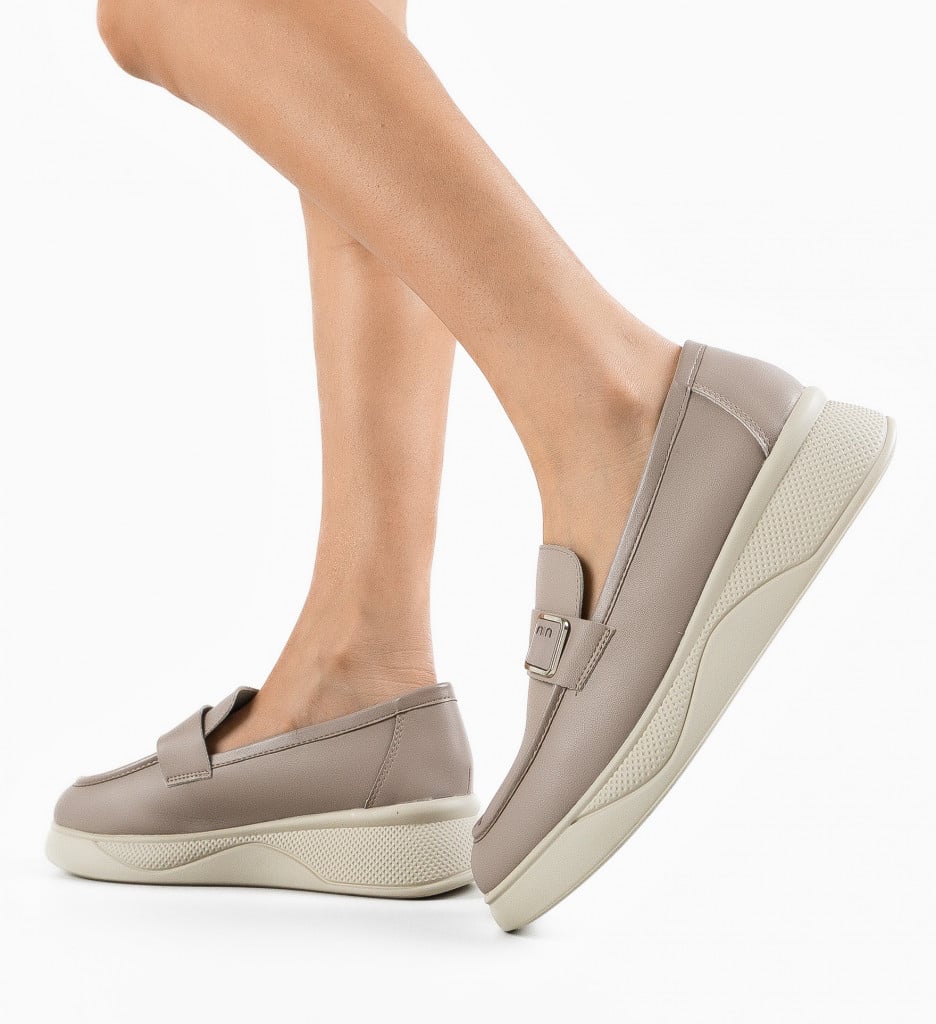 Pantofi Casual Dama Catlyn Khaki - Confort & Stil - imagine 5