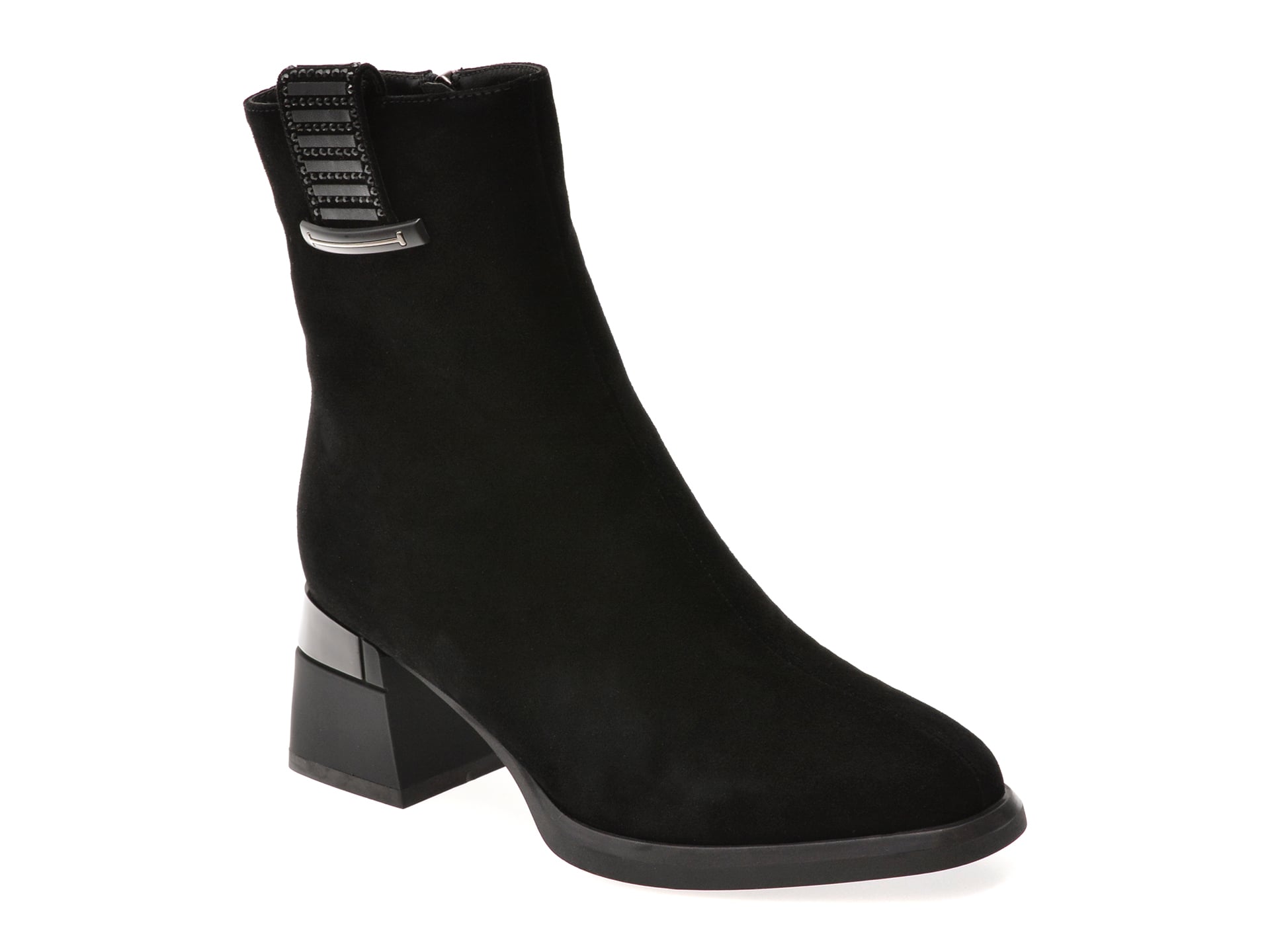 Botine EPICA Negre Piele Intoarsa - Eleganță Supremă