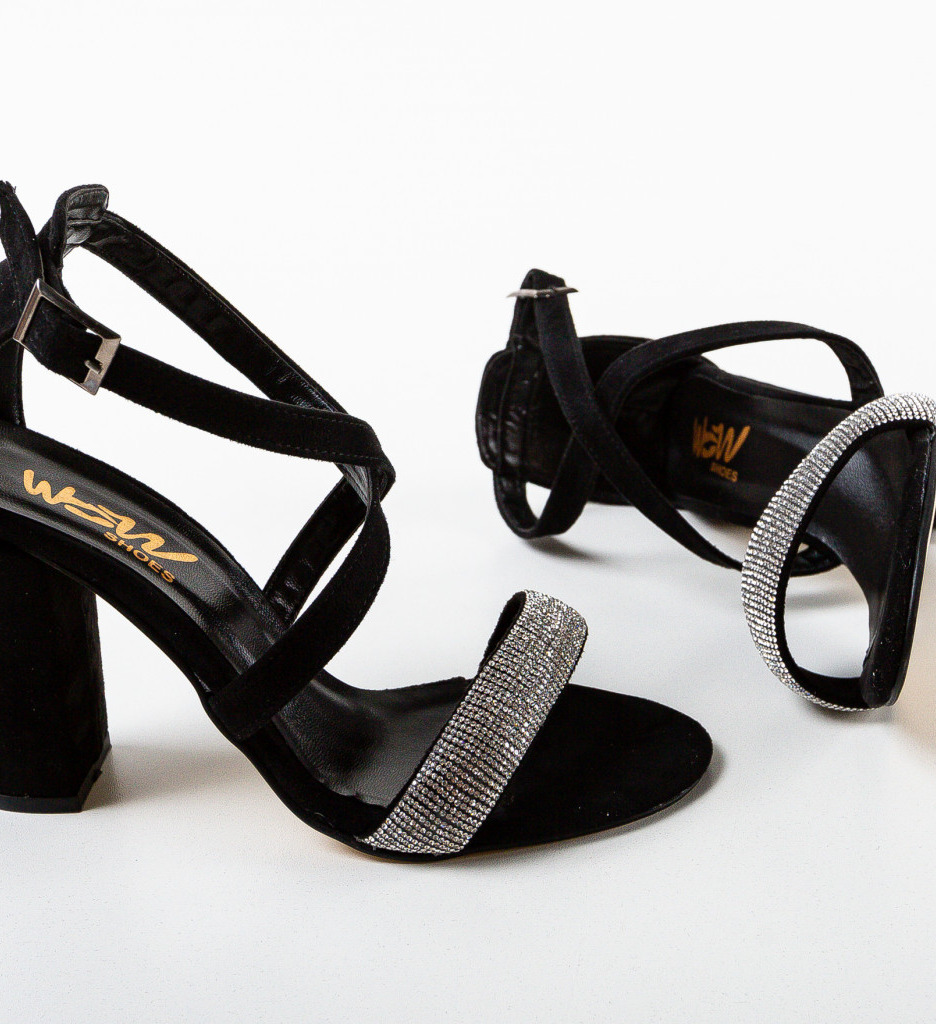 Sandale Terna Negre cu Toc Elegant - imagine 7