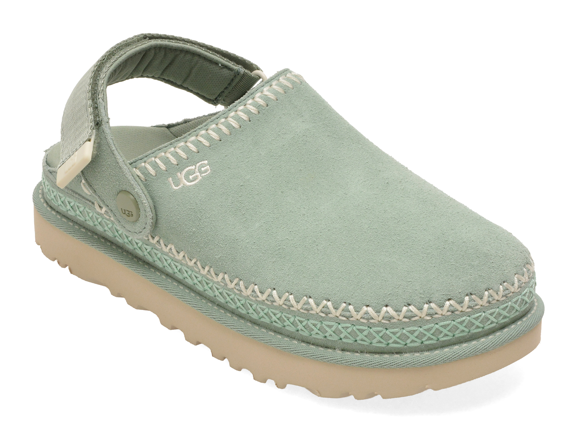 Papuci UGG Meadow Accent Clog Verde Piele