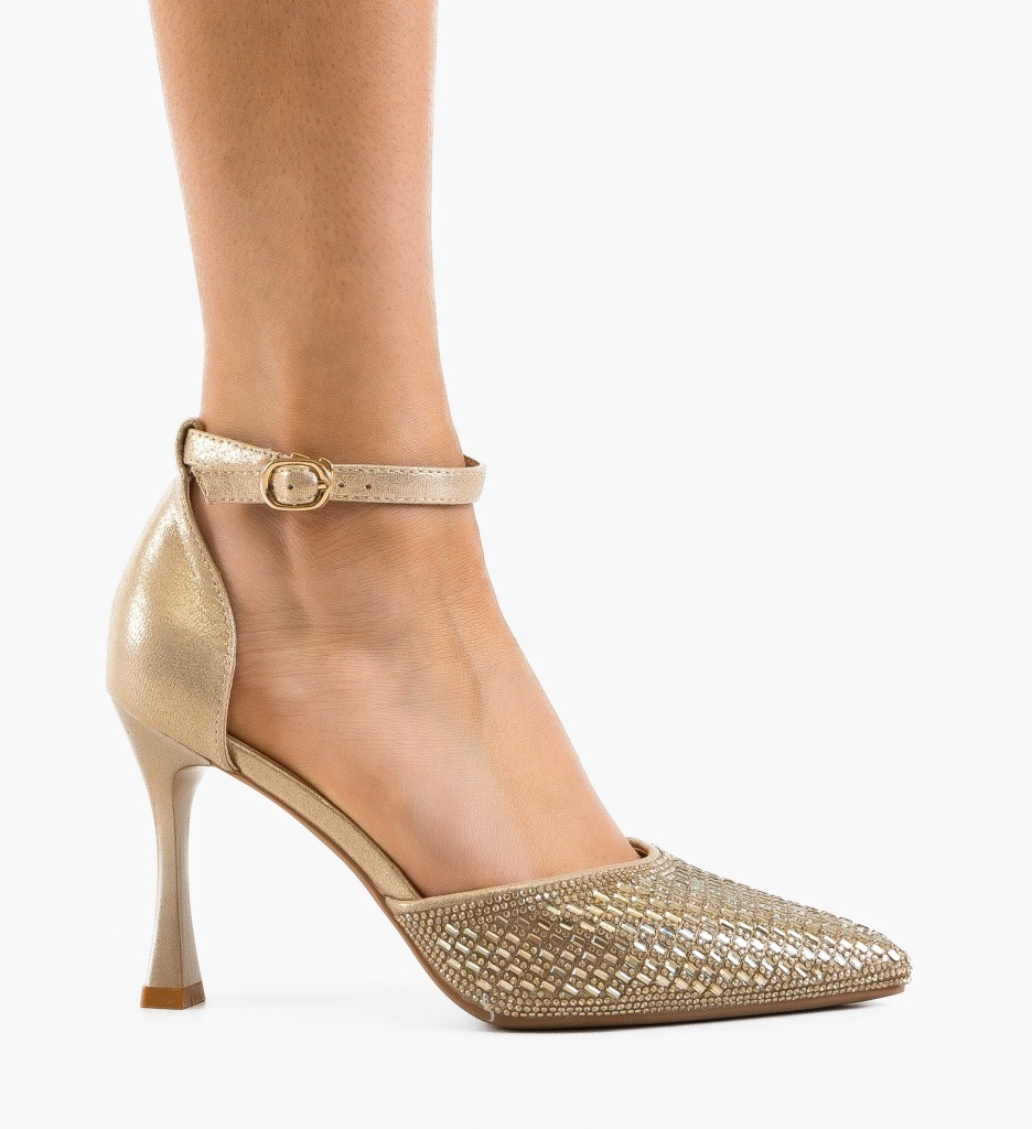 Pantofi dama Goldie Aurii eleganți - imagine 6