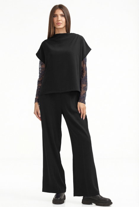 Pantaloni eleganti negri lejeri | Shopika