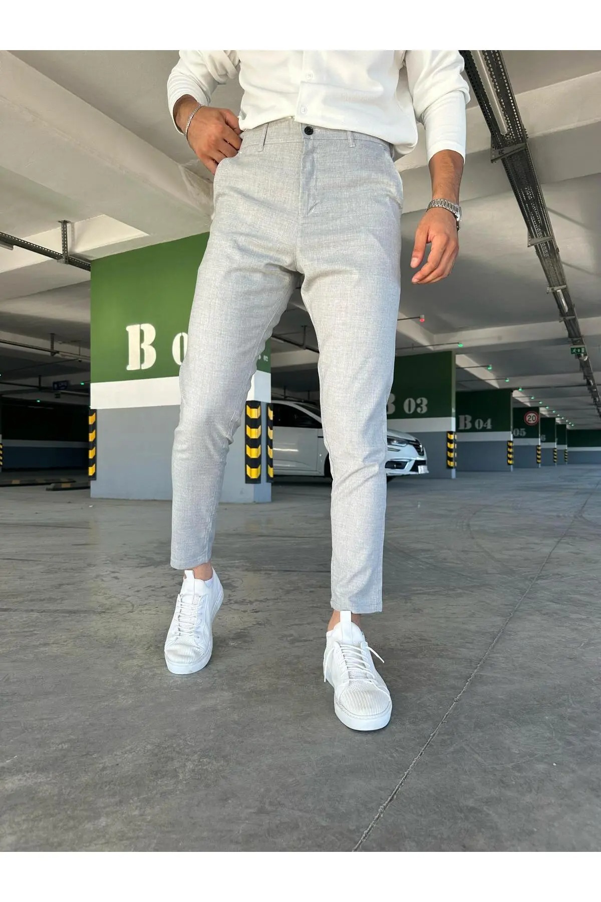 Pantaloni barbati casual gri C001