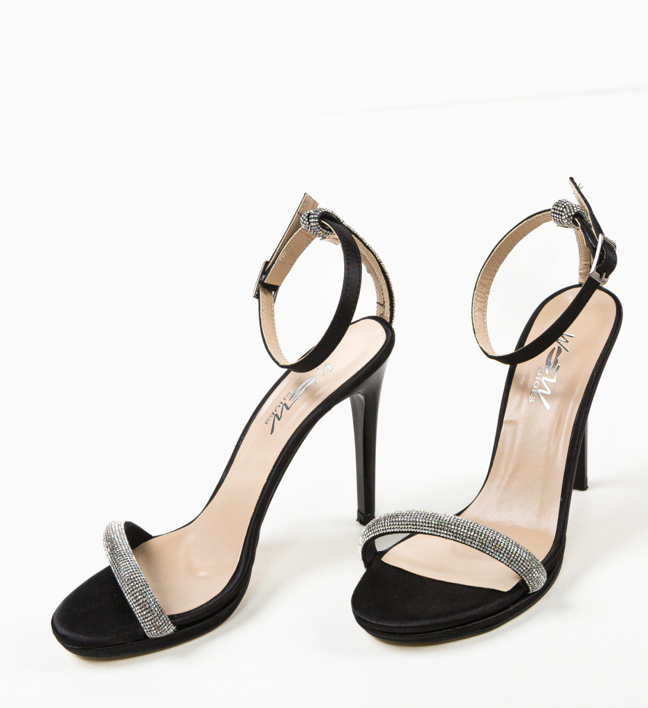 Sandale Arukam Negre cu Toc Elegant - imagine 6