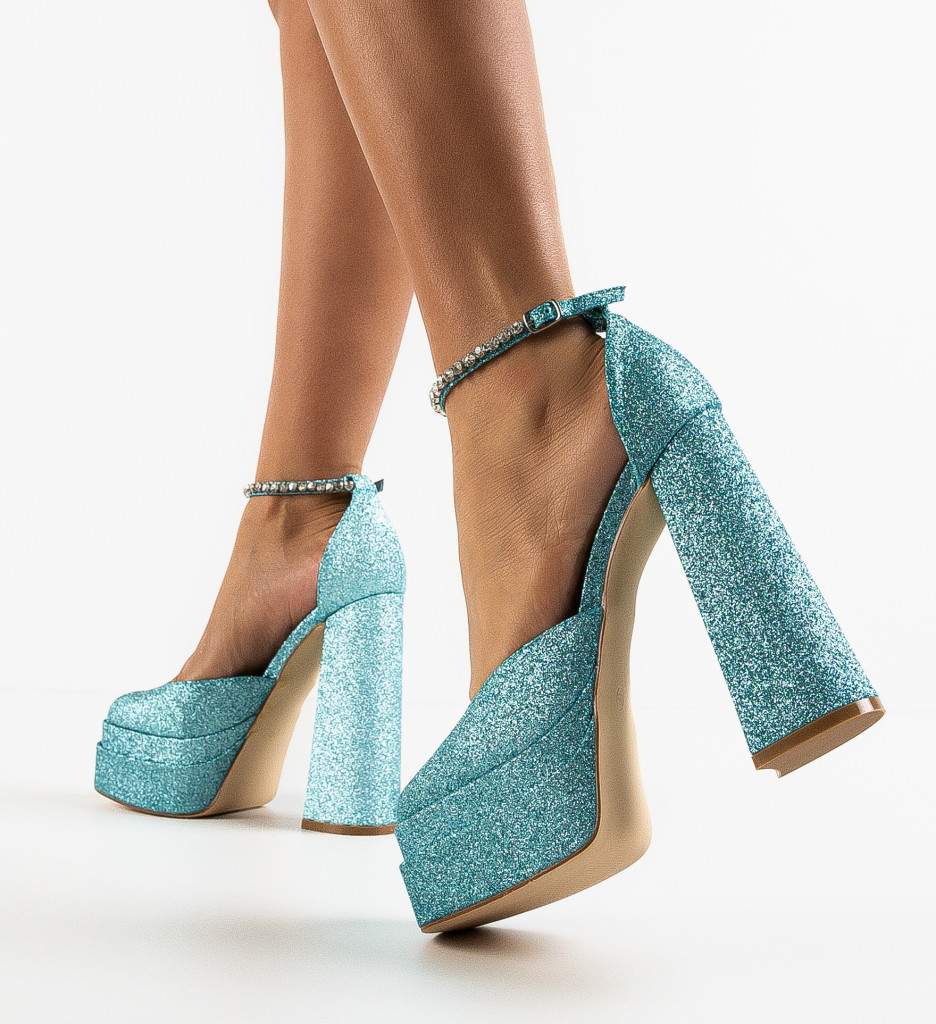 Pantofi Vestrok Albastri cu Toc Eleganți - imagine 2