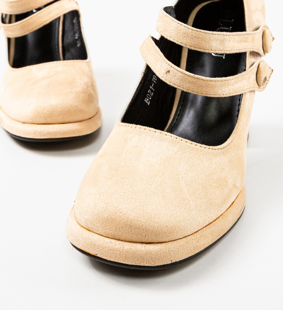 Pantofi Dama Vintage Bej cu Toc - Eleganță Atemporală - imagine 5