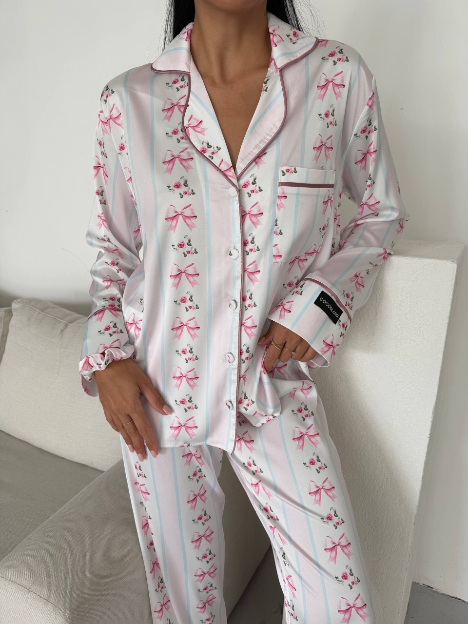 Set Pijama Dama 2 Piese Delis Alb/Roz - imagine 3