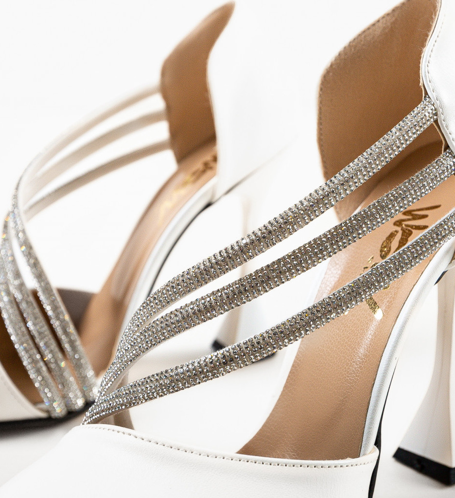 Pantofi Egeptam Albi Eleganți - imagine 5