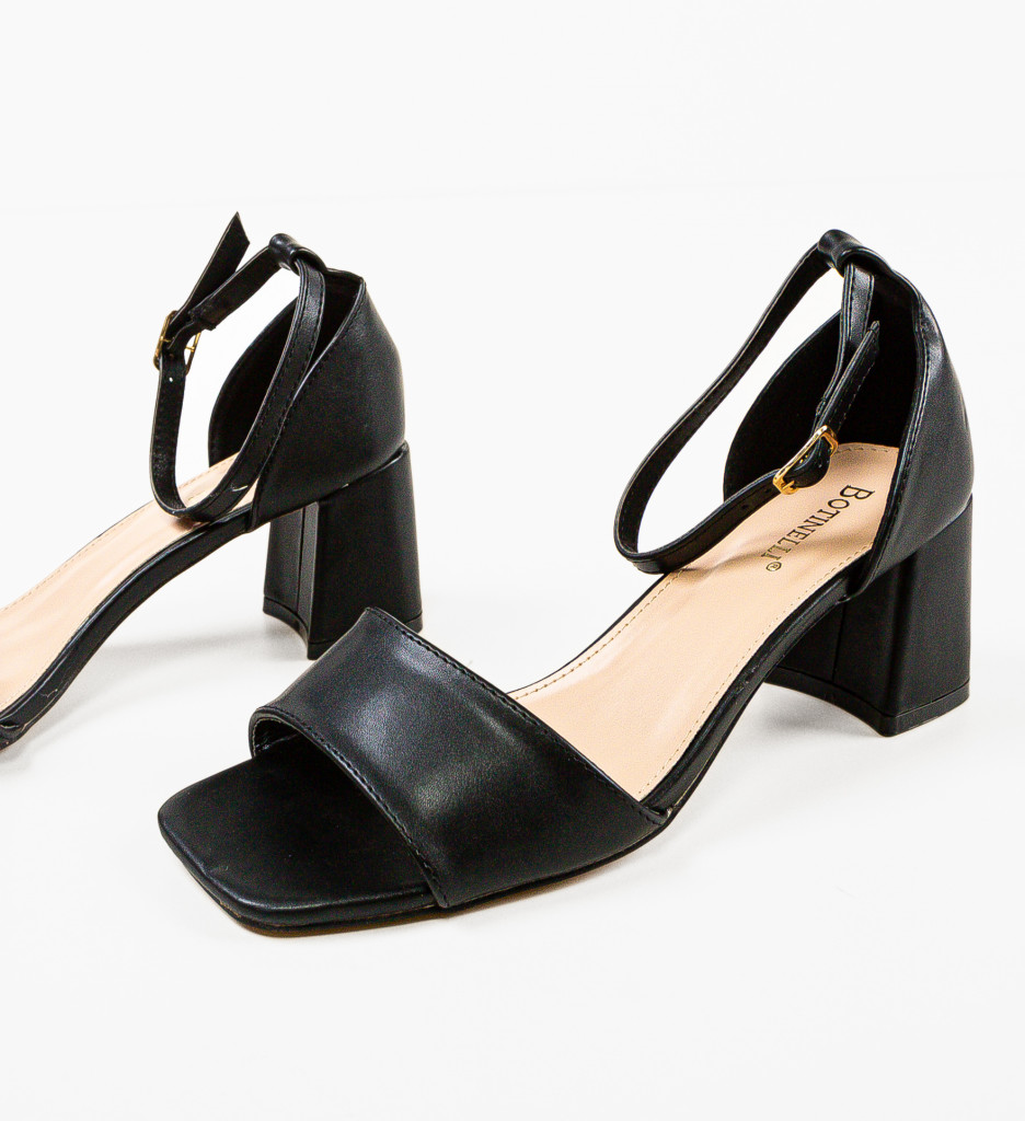 Sandale Mayare Negre cu Toc Elegant - imagine 4