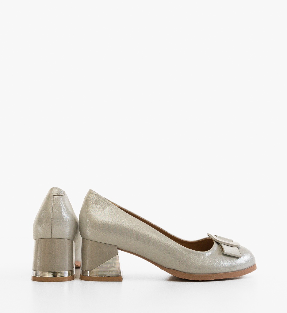 Pantofi Bushra Argintii Eleganți cu Toc - imagine 4