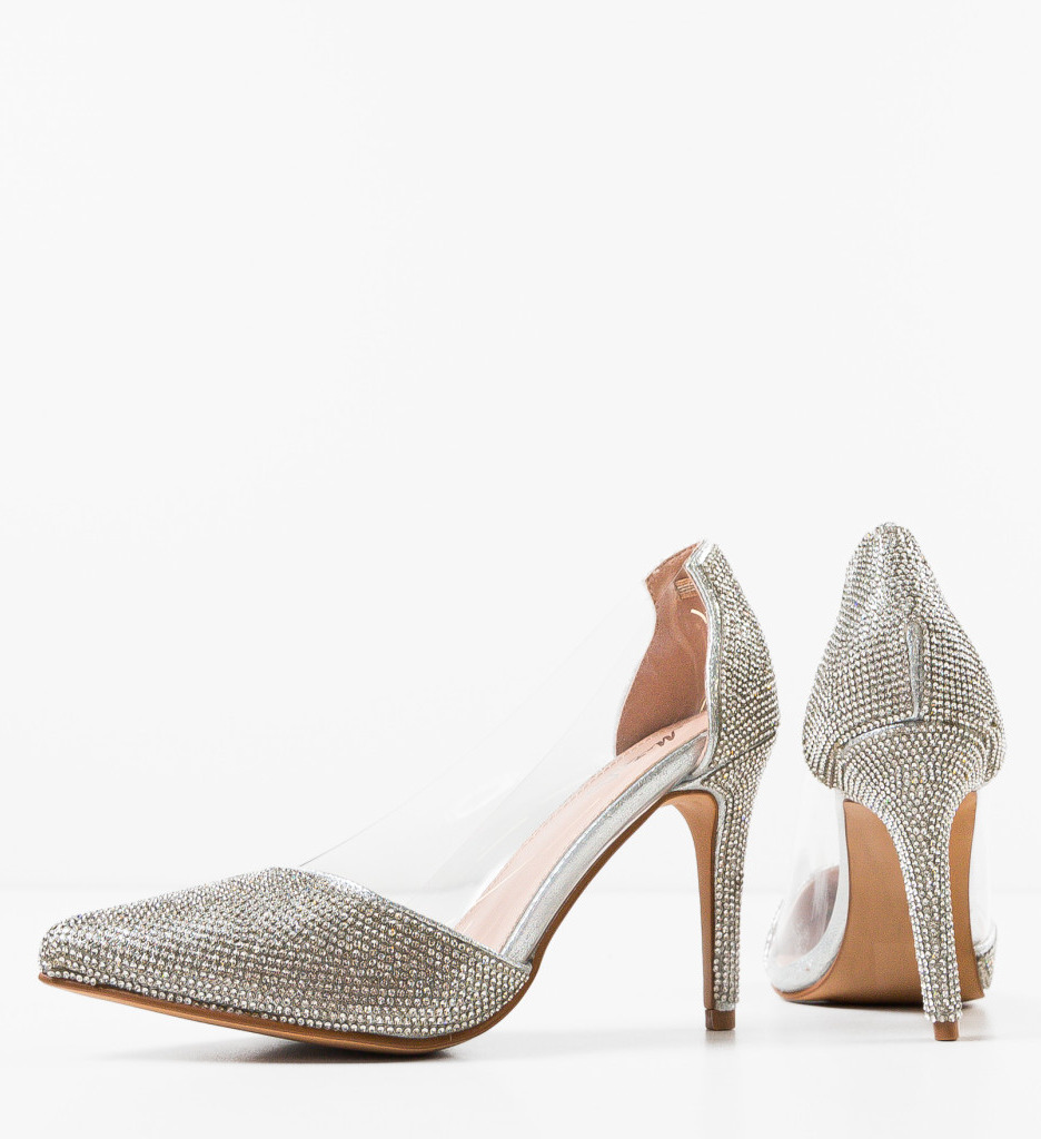 Pantofi dama Kara argintii eleganți - imagine 8