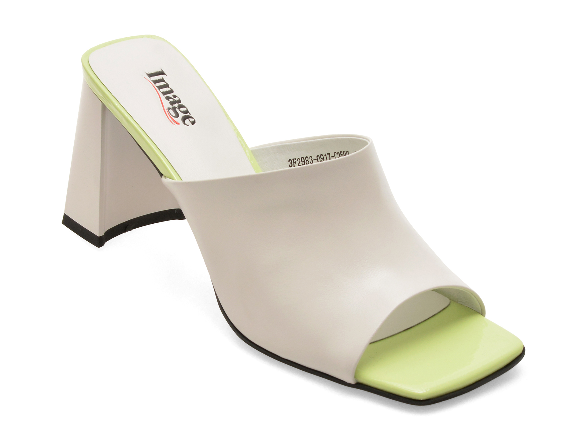 Papuci IMAGE albi din piele naturală, Slip-on