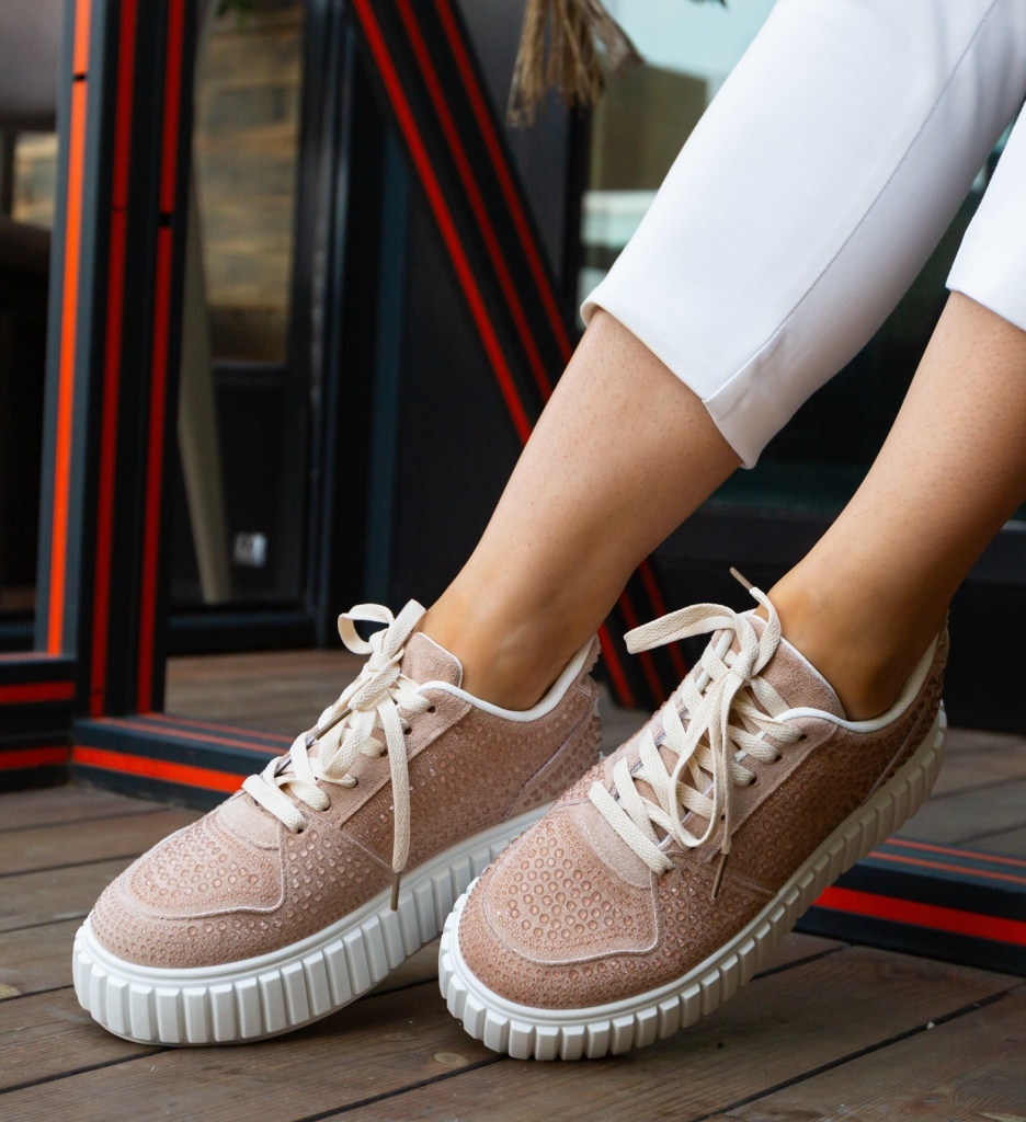 Sneakers Dama Nirat Khaki Sport Confortabili - imagine 6