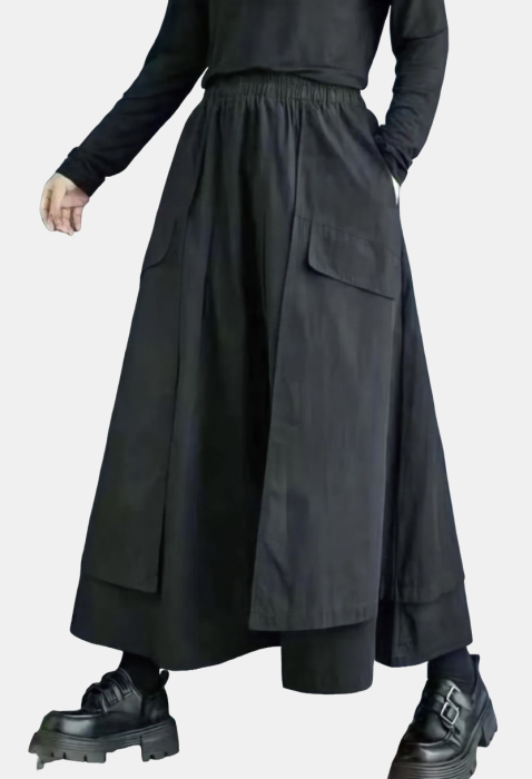Fusta lunga ampla neagra Shopika | Stil modern
