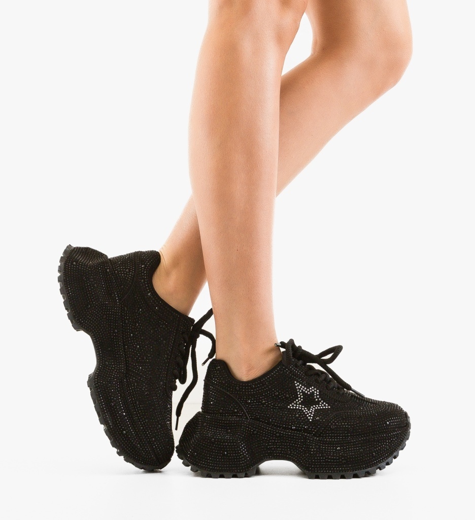 Sneakers Dama Starre Negri – Stil și Confort