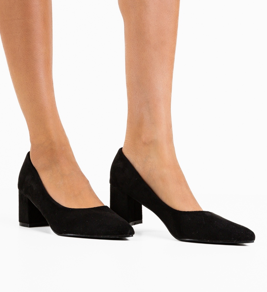 Pantofi Popeq Negri cu Toc Eleganți - imagine 2