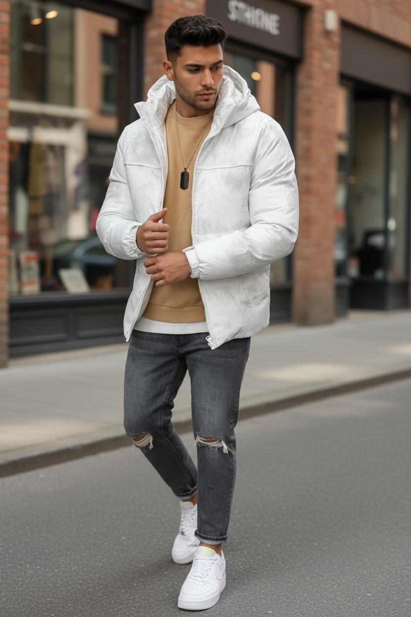 Geaca Barbati Iarna Alba Fashion - Protectie Termica