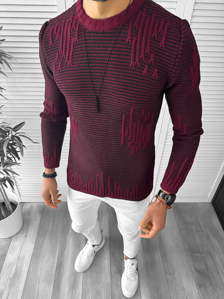Pulover Barbati Slim Fit Grena - Eleganță și Confort