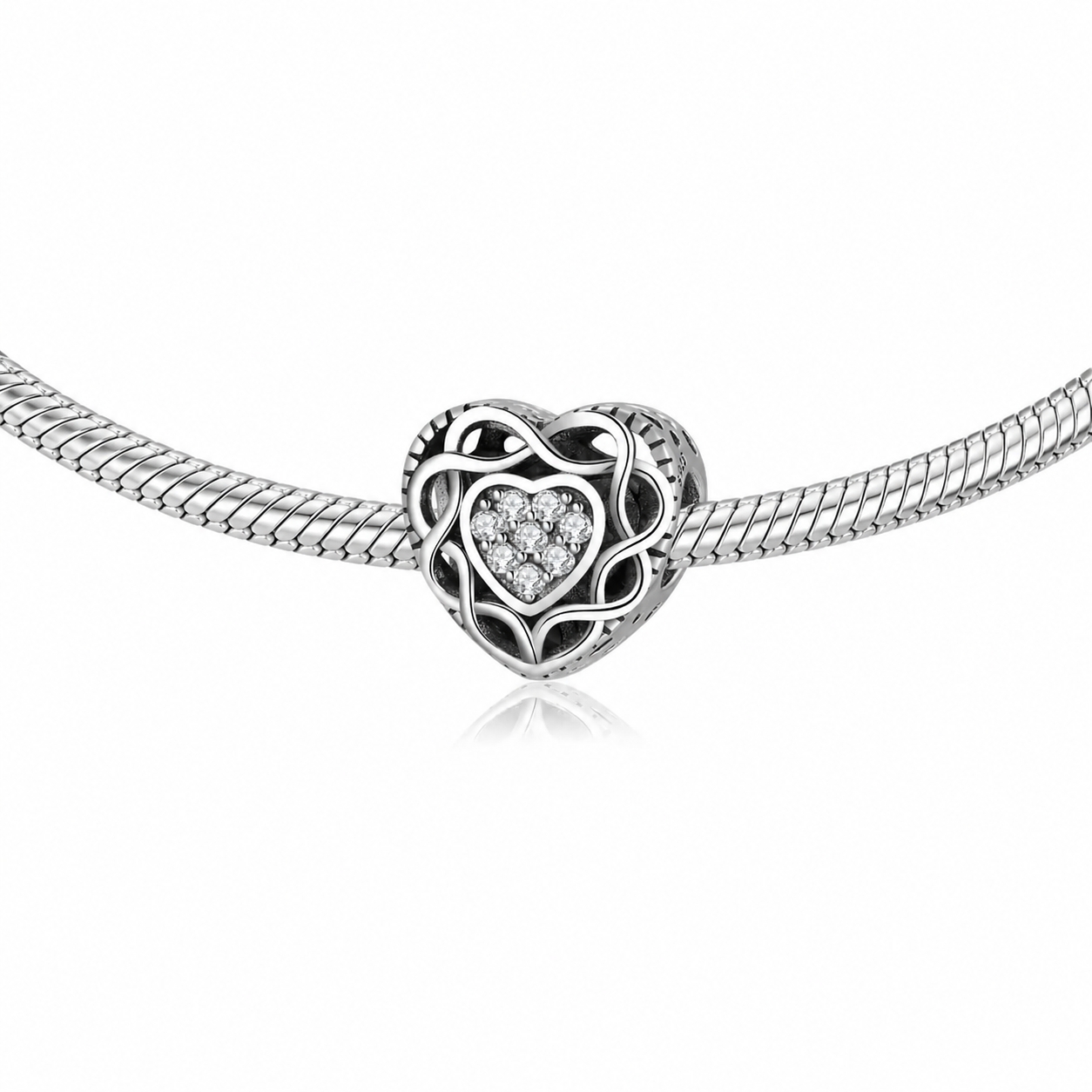 Charm Argint Inimă Delis | Placat Rodiu - imagine 3