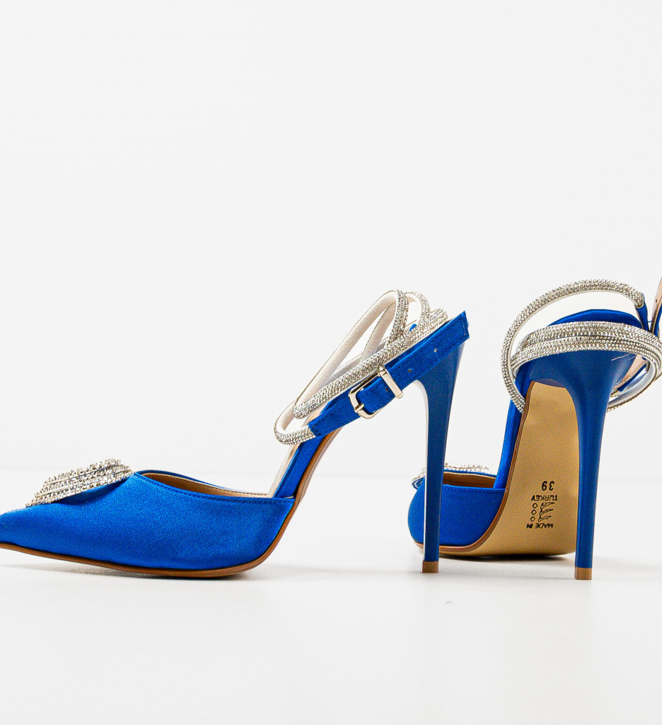 Pantofi Dama Albastri cu Toc Eleganți Tabaga - imagine 6