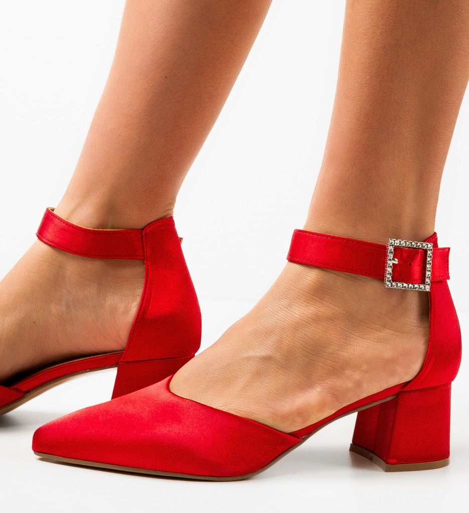 Pantofi Nature Rosii | Toc Eleganți - imagine 7