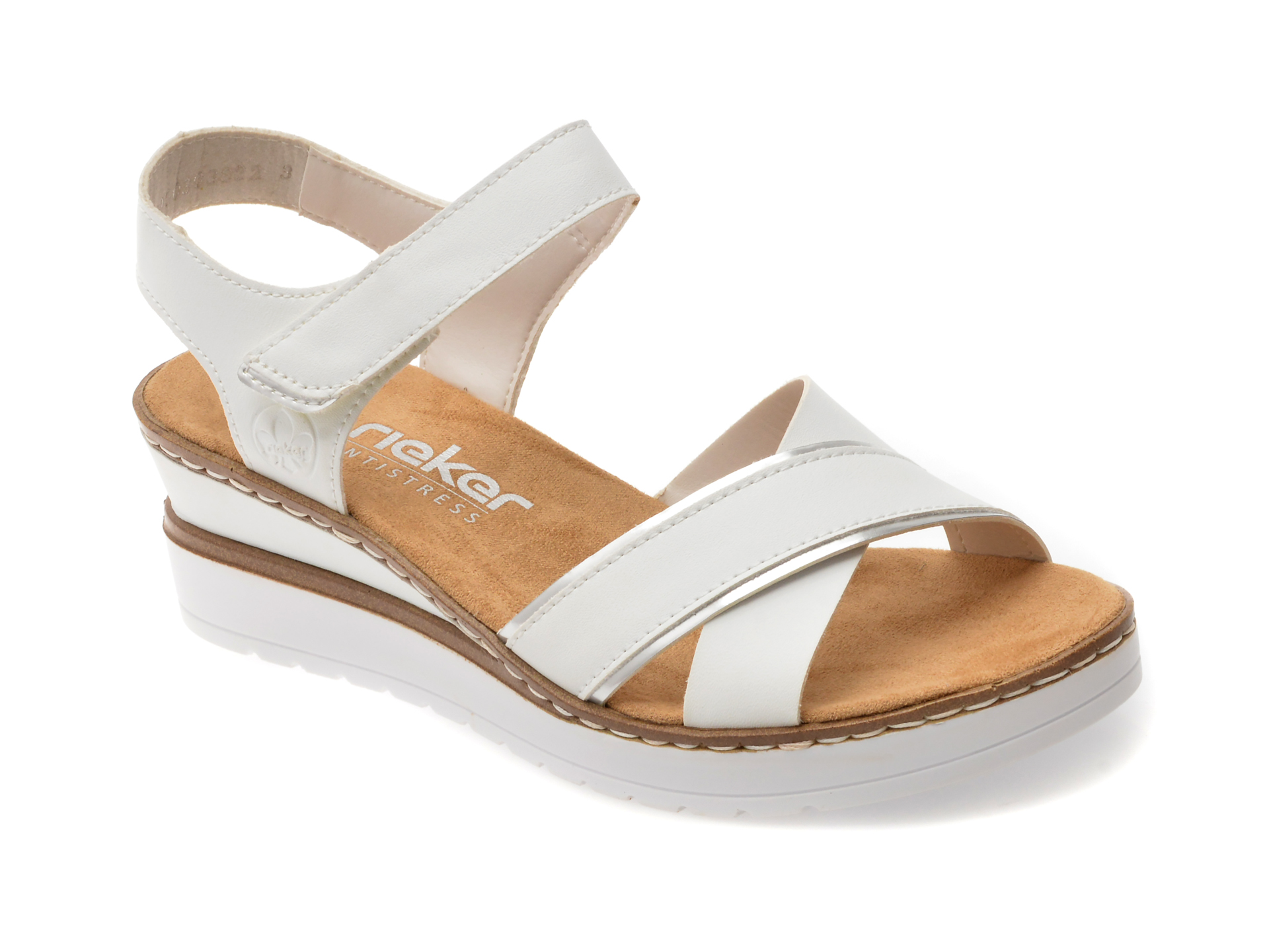 Sandale Rieker albe cu Velcro | Confort maxim