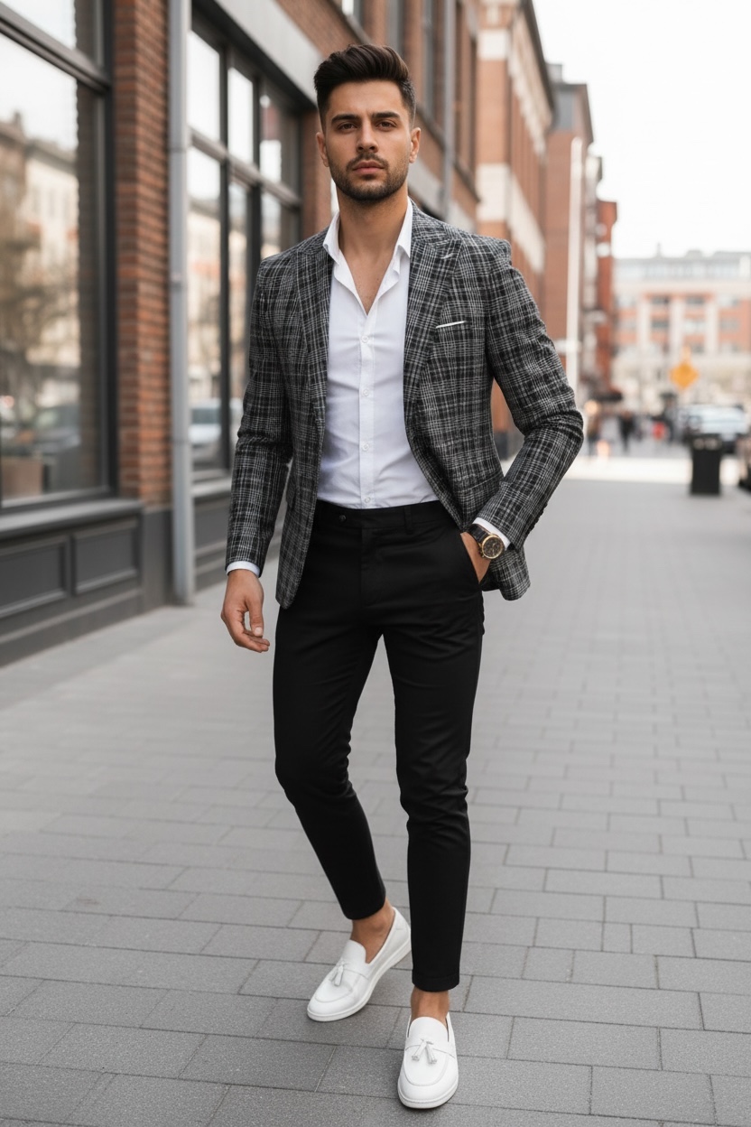 Sacou Barbati Slim Fit Gri Elegance - imagine 2