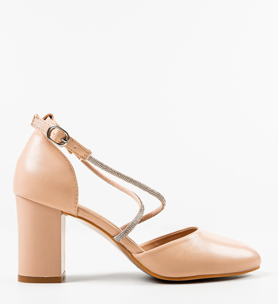 Pantofi dama Ochen Bej cu toc elegant - imagine 4
