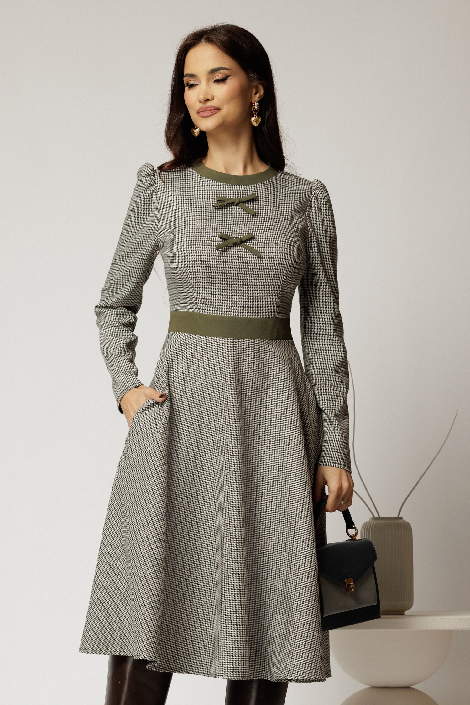 Rochie DY Fashion Pepit Kaki Eleganță Office