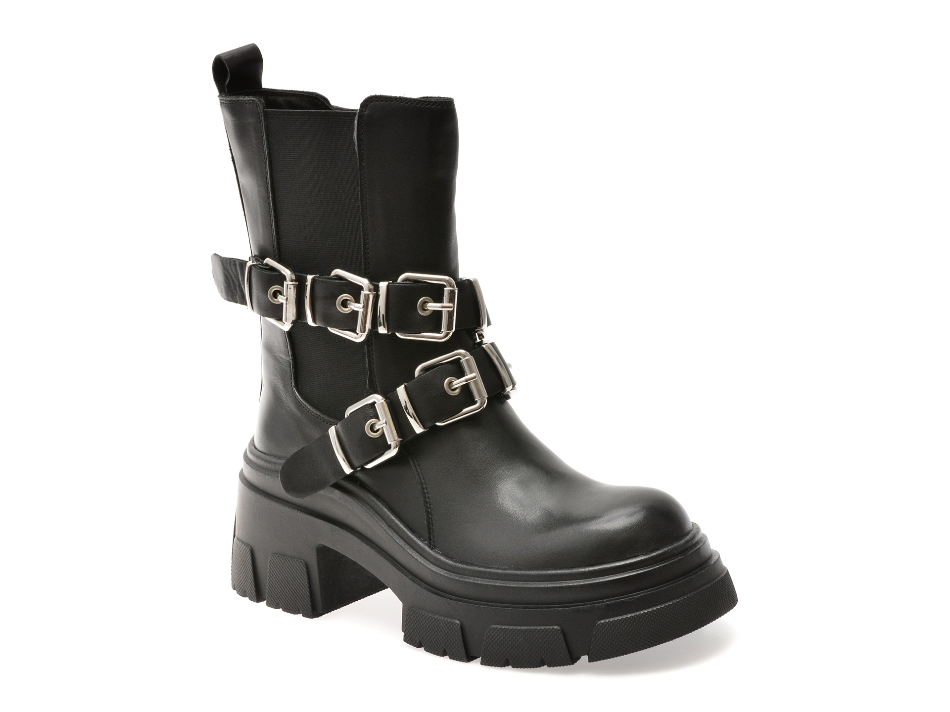 Bocanci Epica negri din piele - Confort premium