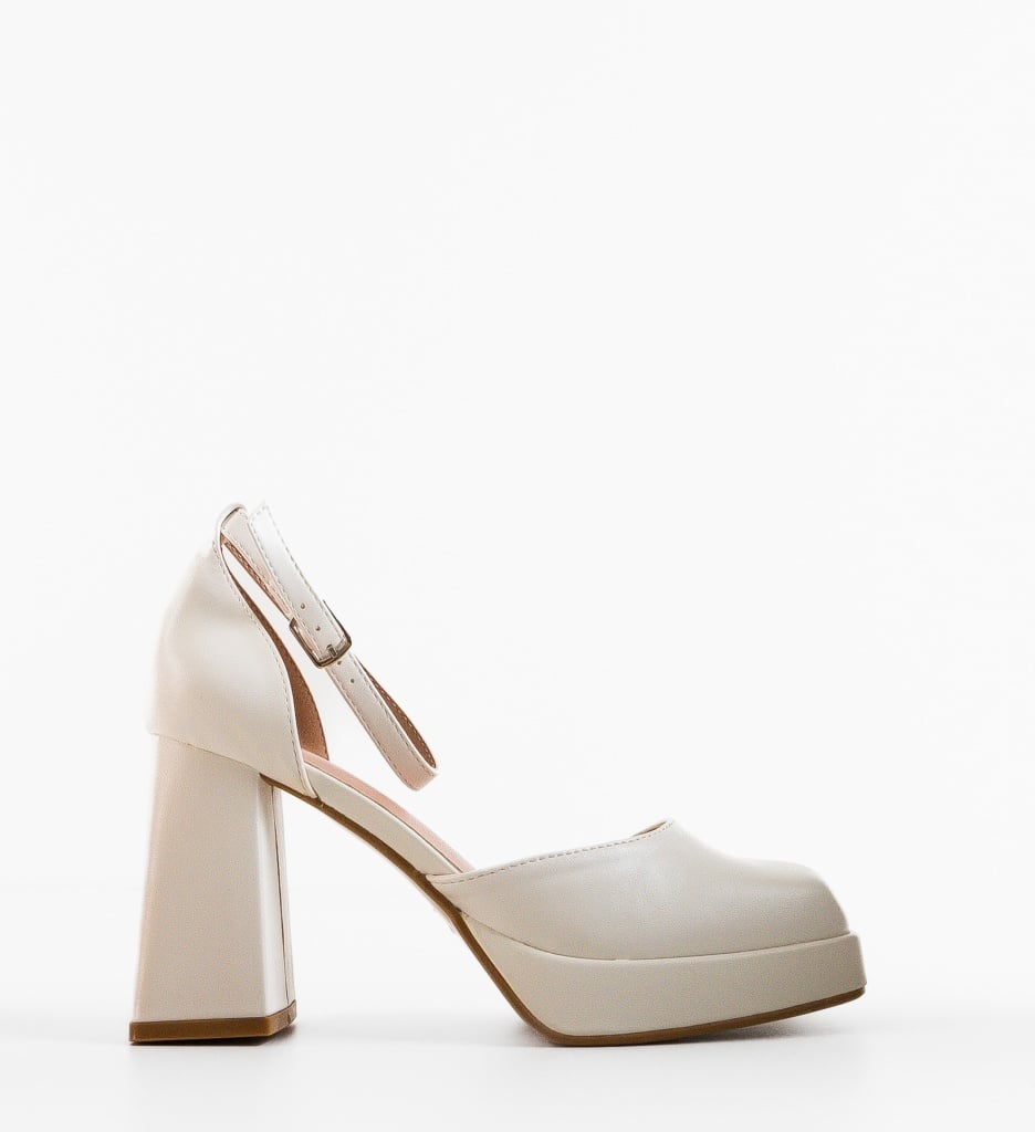 Pantofi Dama Kausar Albi cu Toc Eleganți - imagine 4