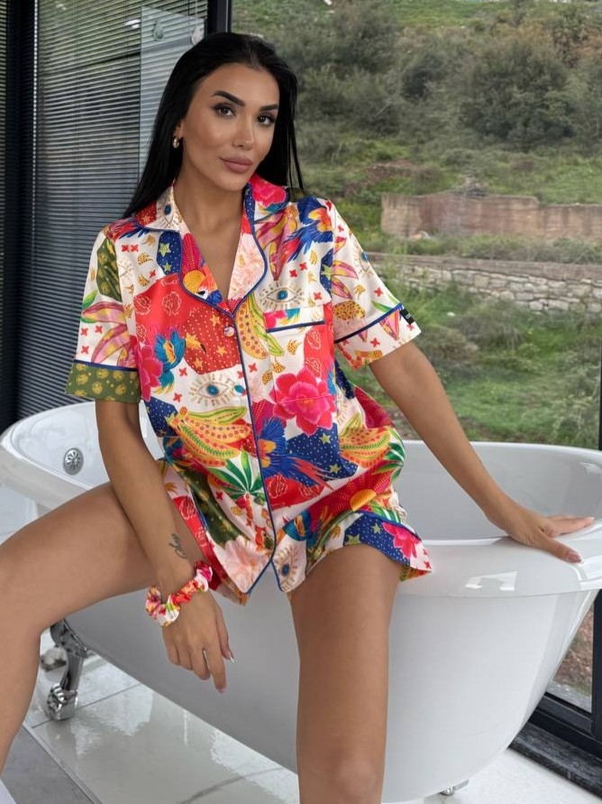 Set Pijama Dama 2 Piese Delis Tropical Mix