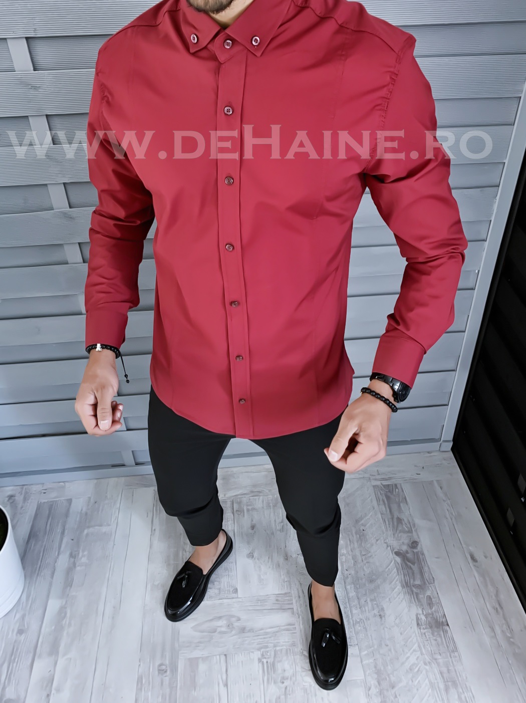 Camașă Bărbați Grena Slim Fit Elegantă
